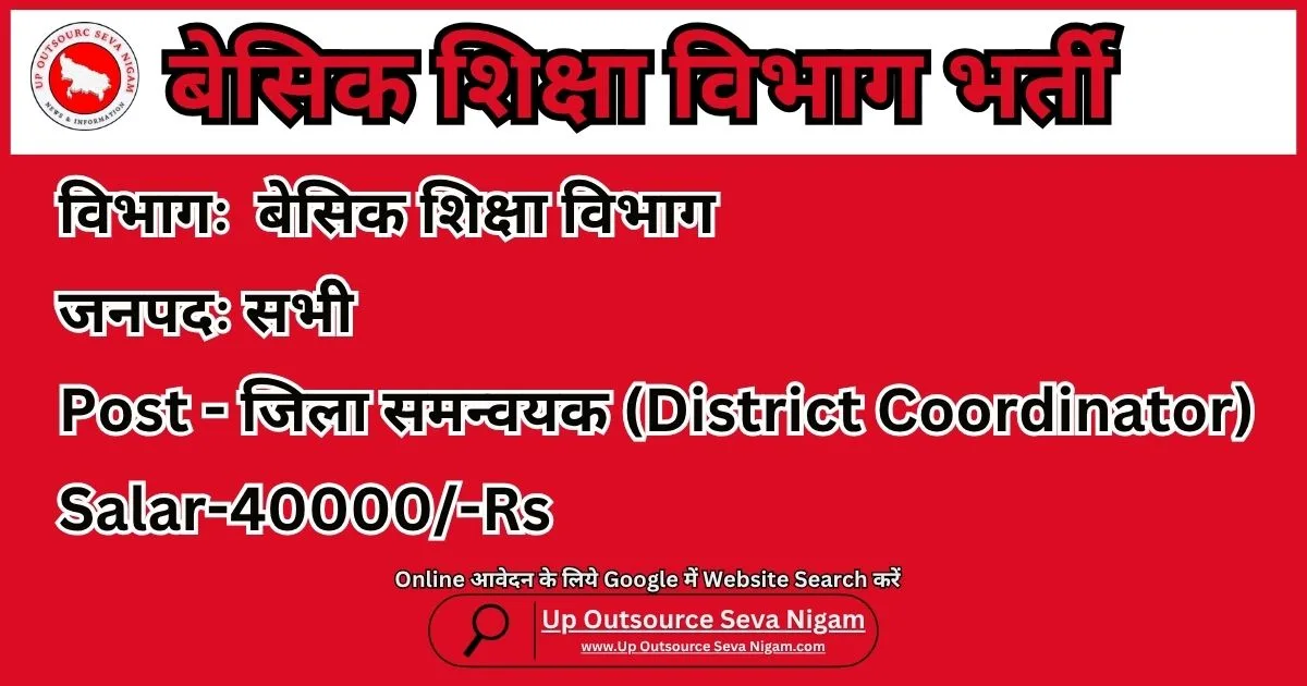 बेसिक शिक्षा विभाग में District Coordinator Recruitment, 40 हजार रुपये मासिक वेतन!